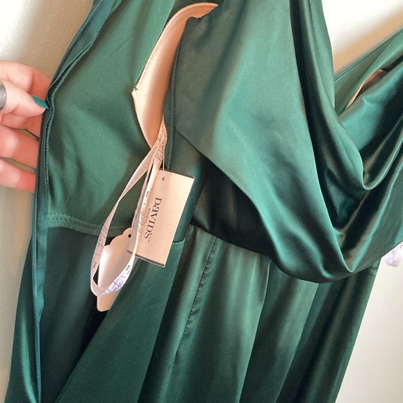 David’s bridal bridesmaid dress satin green size 10 - Picture 6 of 15